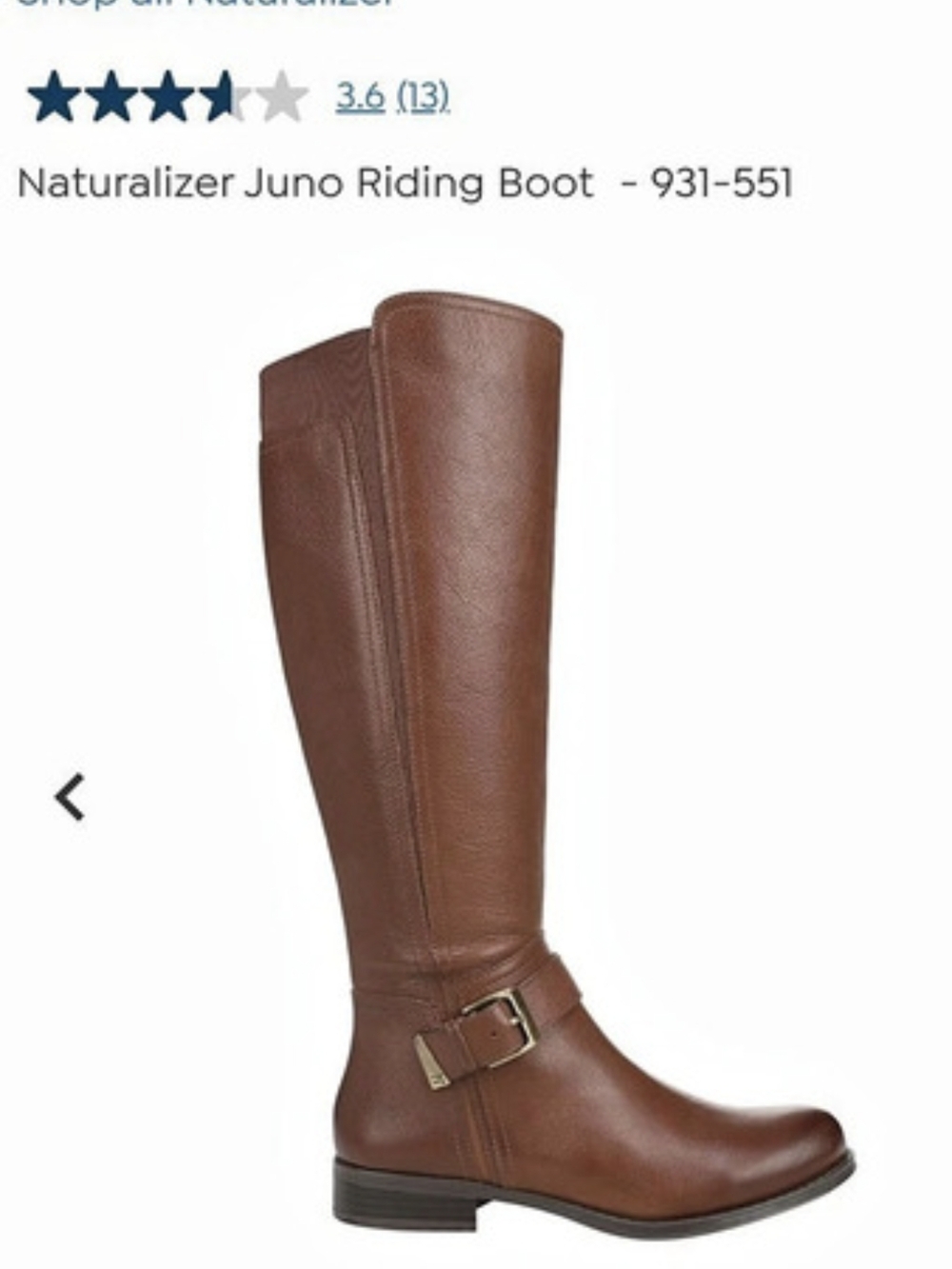 Naturalizer Juno Riding Boot Brown NWT